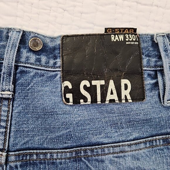 G-Star Raw 3301 Barrel Leg Jeans Men's 30x28 Blue 3D Jeans EUC Streetwear - Picture 6 of 16